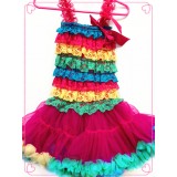 CTP335-FUCHSIA RAINBOW PETTI DRESS